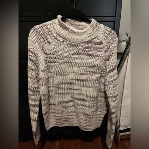Falls Creek white and purple knit sweater size medium